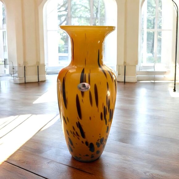 Tall Italian Art Glass Vase Tortoise Shell Colorway - Picture 1 of 7